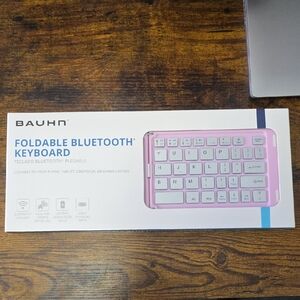 NWT Bauhn Foldable Bluetooth Keyboard Pink With Silver Keys